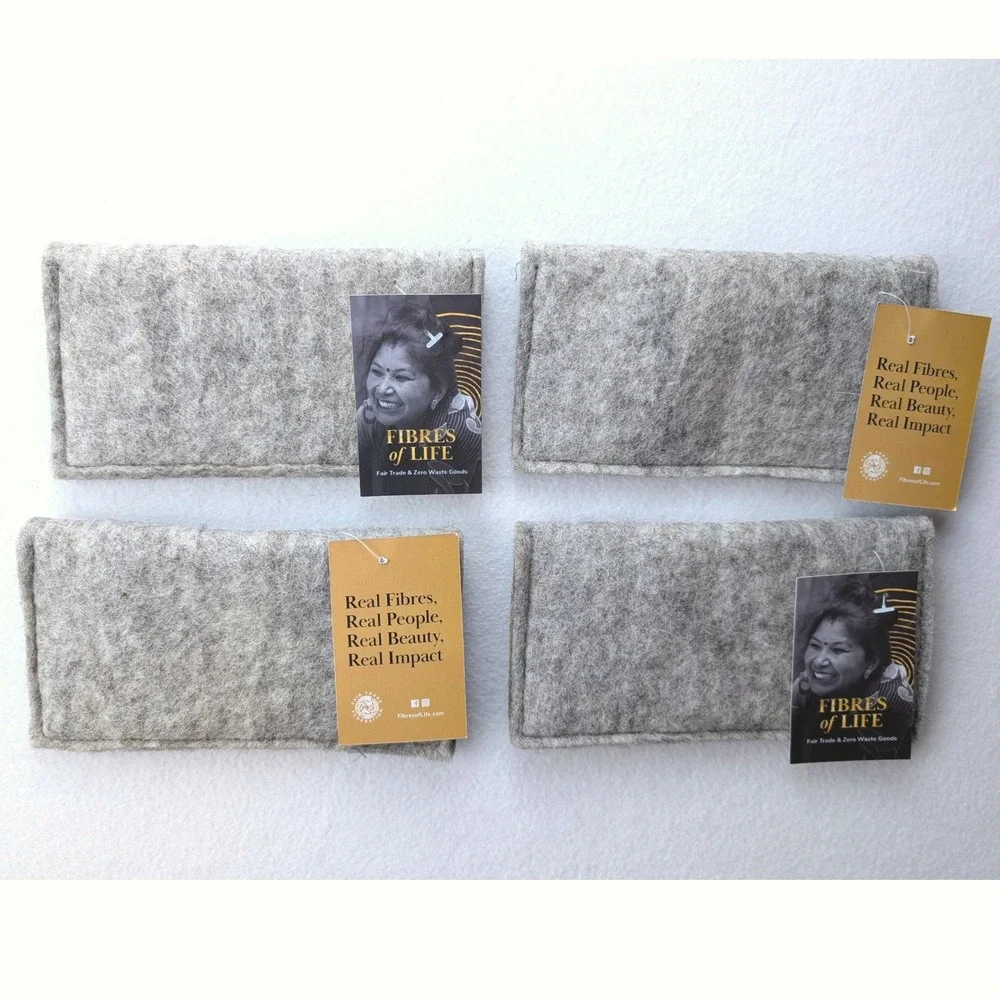 Fibres of Life Grey Felted Wool Snap Pouch Fair Trade Zero Waste Accessory Four